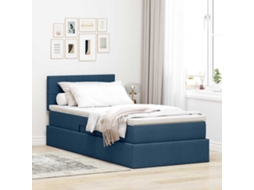 Vidaxl Cama Com Arrumação E Colchão Azul 90 X 190 Cm Veludo