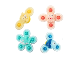 Primerox 4pcs Brinquedo Giratório com Ventosa Brinquedos Sensoriais Banho Mesa Educativo Bebê Menino Menina