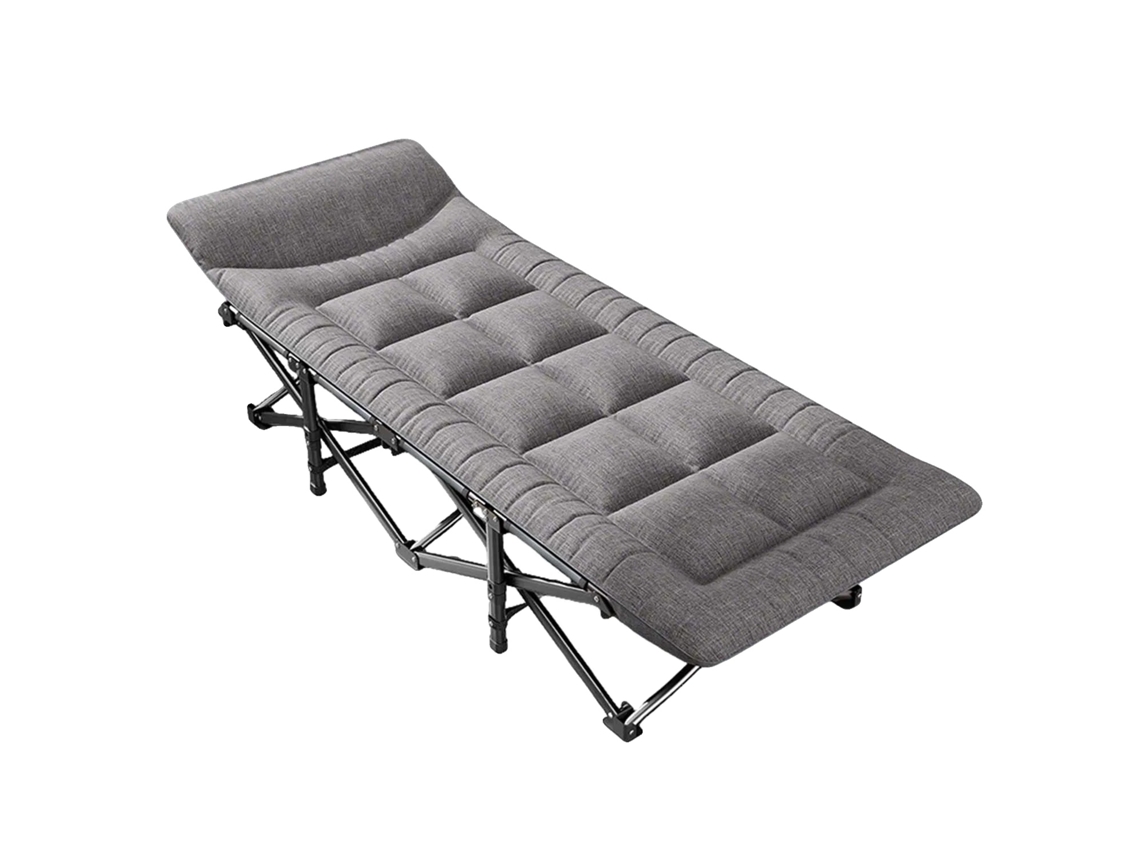 Cama De Camping, Almofada Integrada, Estrutura De Aço Robusta, Cinza