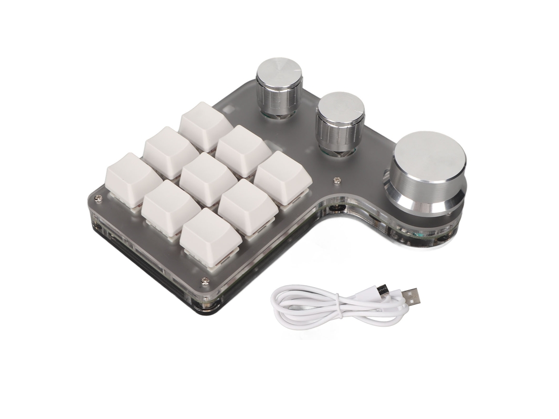 Aetheria teclado Mini Personalizado 9 Teclas 3 Botões Rgb Programável Macro para Gaming e Software Branco
