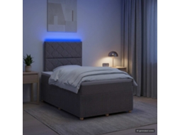Vidaxl Cama Box Com Led E Colchão Cinzento-acastanhado 120 X 200 Cm
