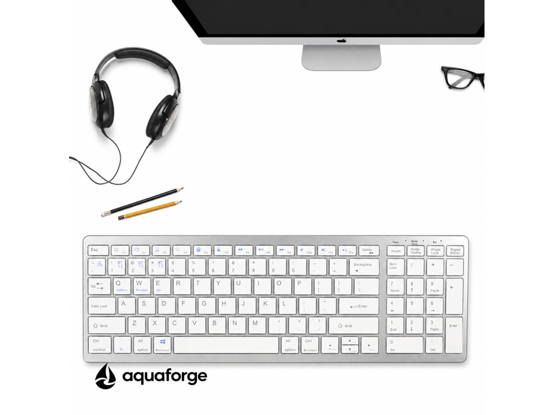 Teclado Bluetooth Sem Fio 99 Teclas Prateado