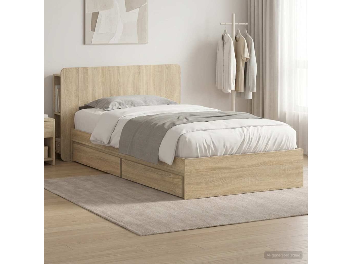 Vidaxl Estrutura De Cama Com Armazenamento Carvalho Sonoma 90 X 200 Cm