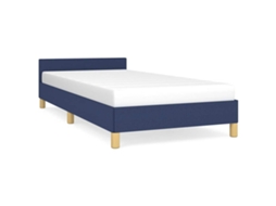 Estrutura de Cama com Cabeceira Tecido Azul 90x190 cm MAISON EXCLUSIVE