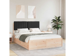 Vidaxl Estrutura De Cama Com Cabeceira Estofada Preto 135 X 190 Cm