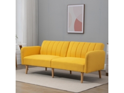 Sofá cama para 2 pessoas, 3 posições, braços removíveis, Pés de Madeira, 173x75x73cm, na Cor Amarelo