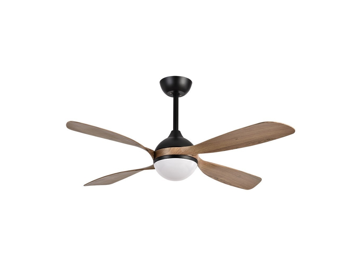 Ventilador DC integrado com LED de carvalho preto LIVORNO com temporizador CCT e FABRILAMP