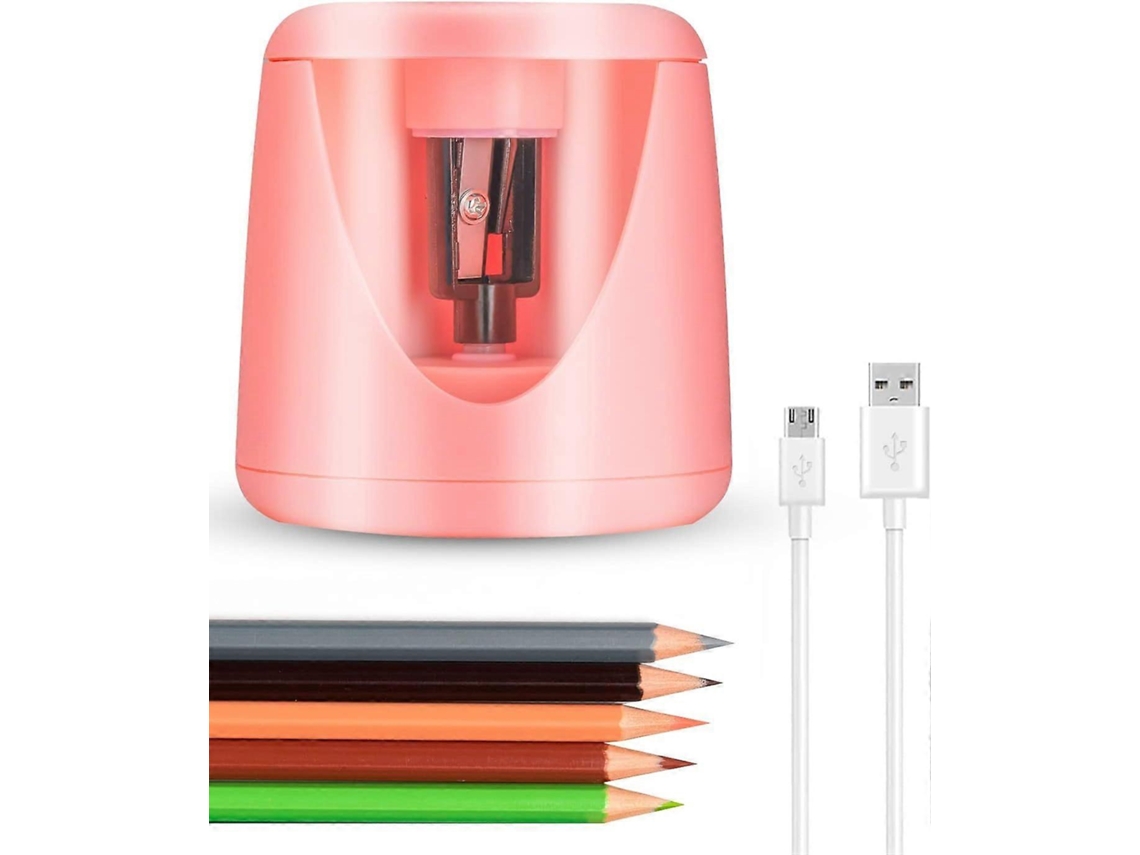 Apontador de lápis elétrico recarregável Slowmoose, alimentado por bateria USB, para lápis de cor nº 2 (rosa) (6,8 mm)