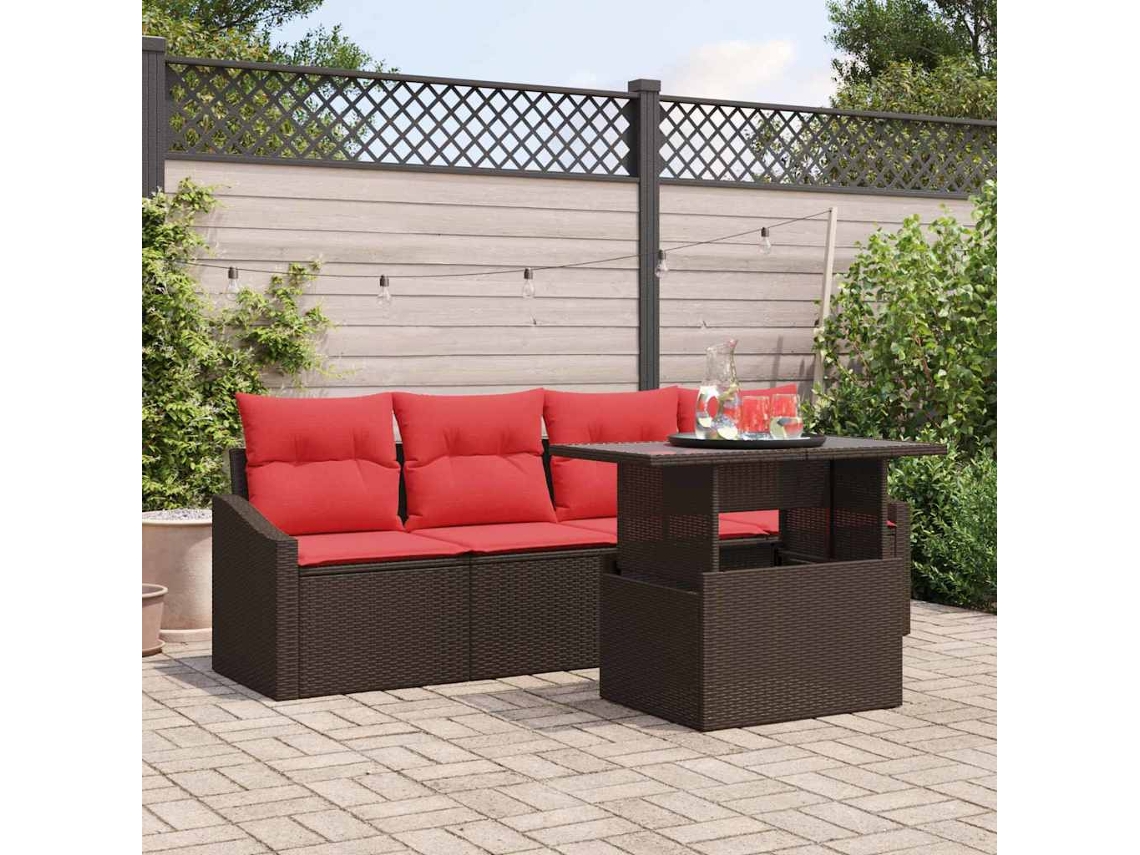 Vidaxl Conjunto De Sofá De Jardim 5 Unid. 4-número De Lugares
