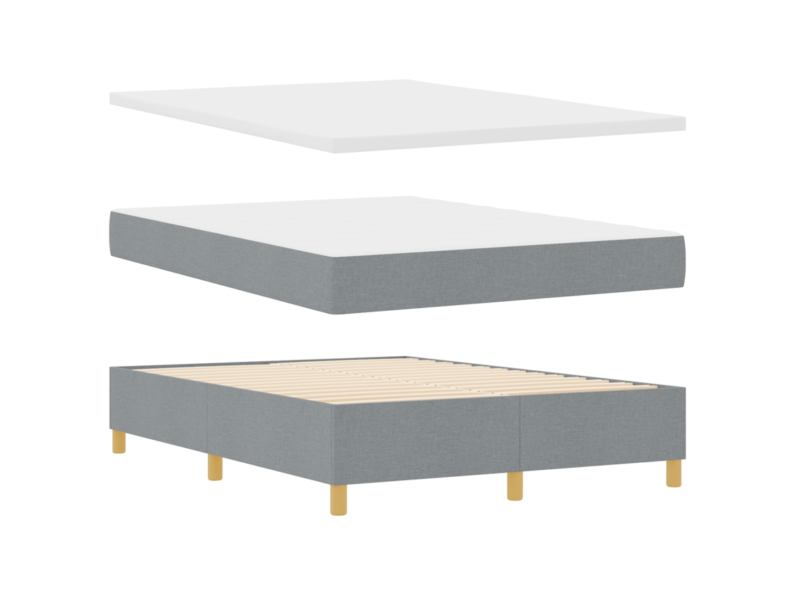 Cama Box Com Colchão Cinza Claro Vidaxl (140x200 Cm)