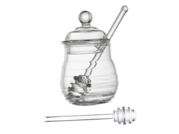 Pote De Vidro Para Mel Com Tampa E Colher Medidora, Recipiente Hermético Transparente Para Armazenamento De Mel Na Cozinha.