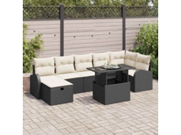 Vidaxl Conjunto De Sofá De Jardim 8 Unid. Preto Vime Pe