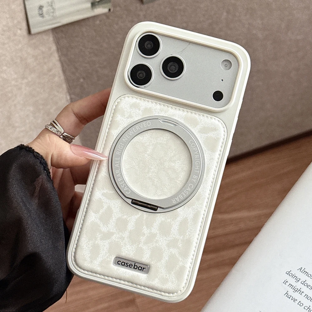 Capa Para Iphone 17 Pro Branca Com Suporte Magnético, Giratória E Dobrável, Capa Protetora À Prova De Choque.