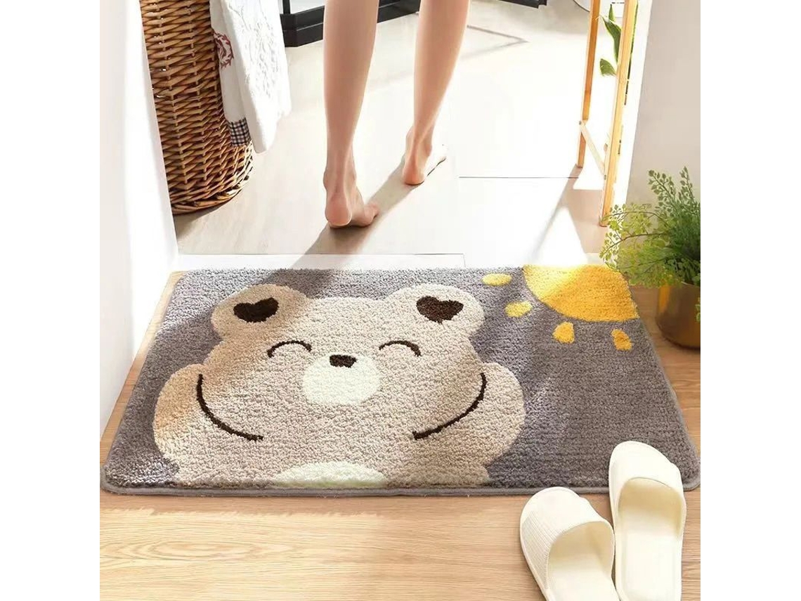 Tapete NOVA LINE de banheiro, lavável, com padrão de urso, 24x16