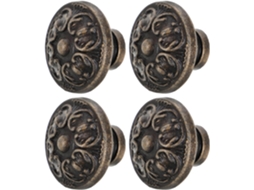Conjunto De 4 Puxadores Redondos Metal Vintage Para Armários, Cômodas E Gavetas De Cozinha