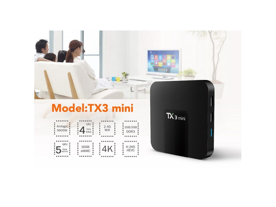 Box Smart Tv Tx3 Mini Android 7.1 Amlogic S905W Quad Core H.265 4K Wifi 2Gb+16Gb Plugue Do Reino Unido