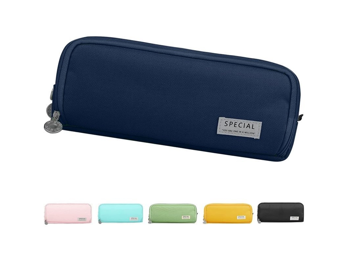 2026 estuche de Lápices Grande Con 3 Compartimentos Capacidad Ampliada Lindo Color Azul