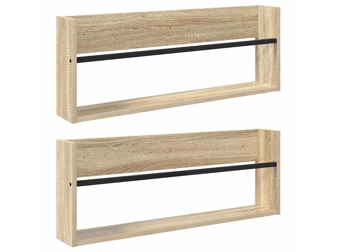 Vidaxl Estante De Revistas 2 Pcs Carvalho Sonoma 80 X 12 X 30 Cm