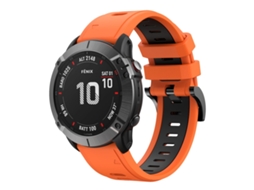 Bracelete de Smartwatch para Garmin Fenix 6X Sapphire 26mm de silicone esportivo de duas cores (laranja + preto)