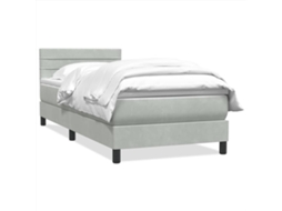 Cama com Molas/Colchão Veludo Cinzento Claro MAISON EXCLUSIVE (80x220 cm)