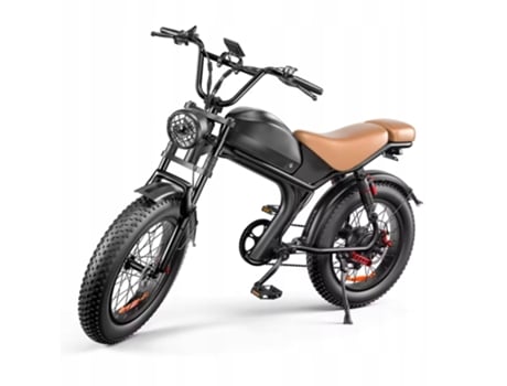 Bicicleta Elétrica Emoko C93 1000w 48v 20ah Bateria Removível 55kmh Suspensão Total 7 Velocidades Shimano 20? Pneu Largo Assento Marrom