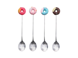 Conjunto de 4 Colheres de Mistura com Design de Donut Inox e Resina S/MARCA