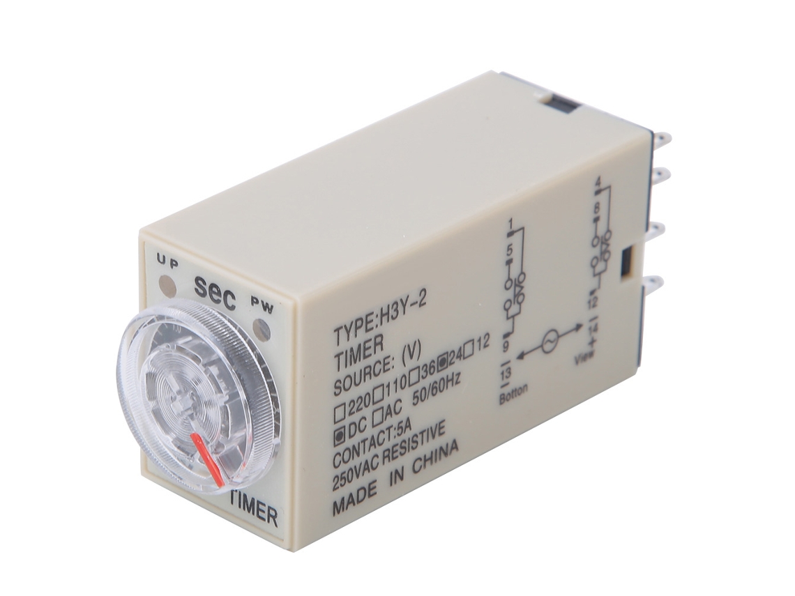 Relé Temporizador H3Y 2 8 Pines Ajustável 0-3s 24VDC S/MARCA