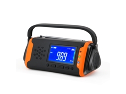 RÁDIO SOLAR AQUAFORGE, am/fm com manivela, lanterna potente, alarme sos, reprodutor de música