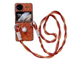 Capa Protetora Para Celular Com Estampa De Camélia Impression E Cordão Longo Para Vivo X Flip