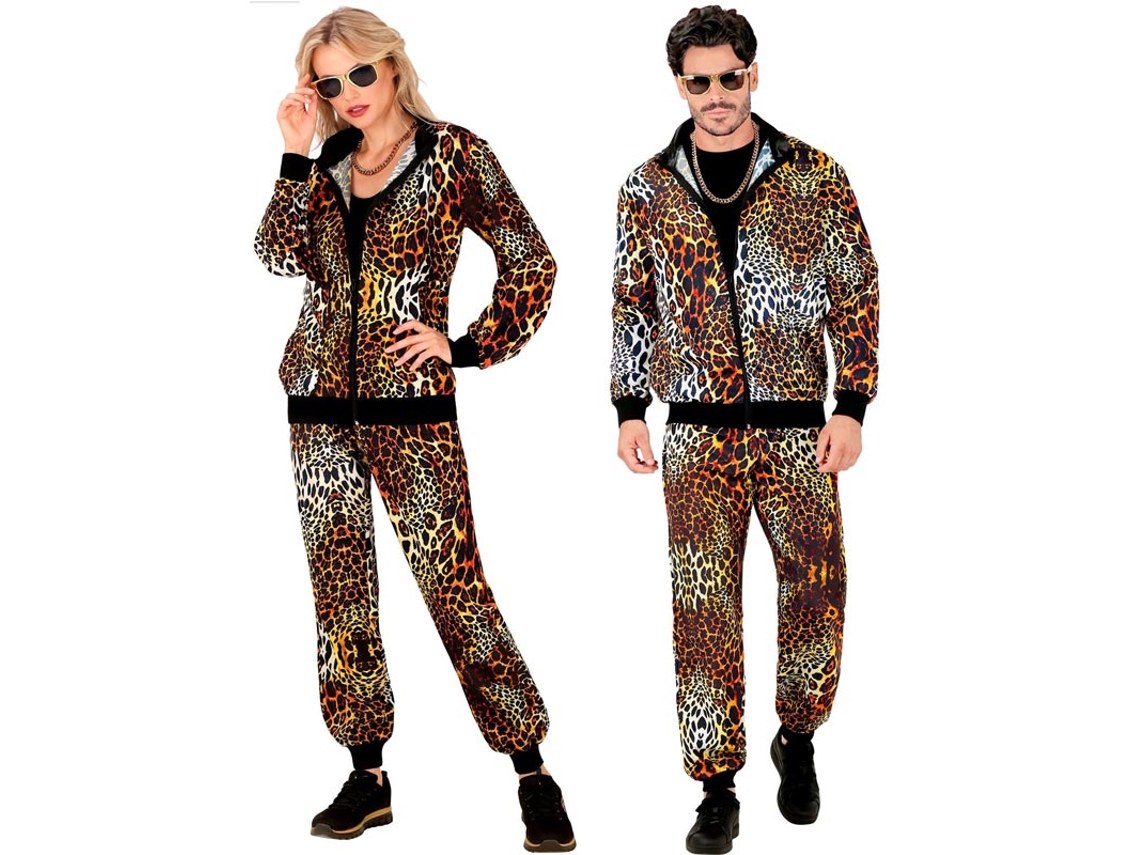 Fato de treino com estampa de leopardo neon para adultos