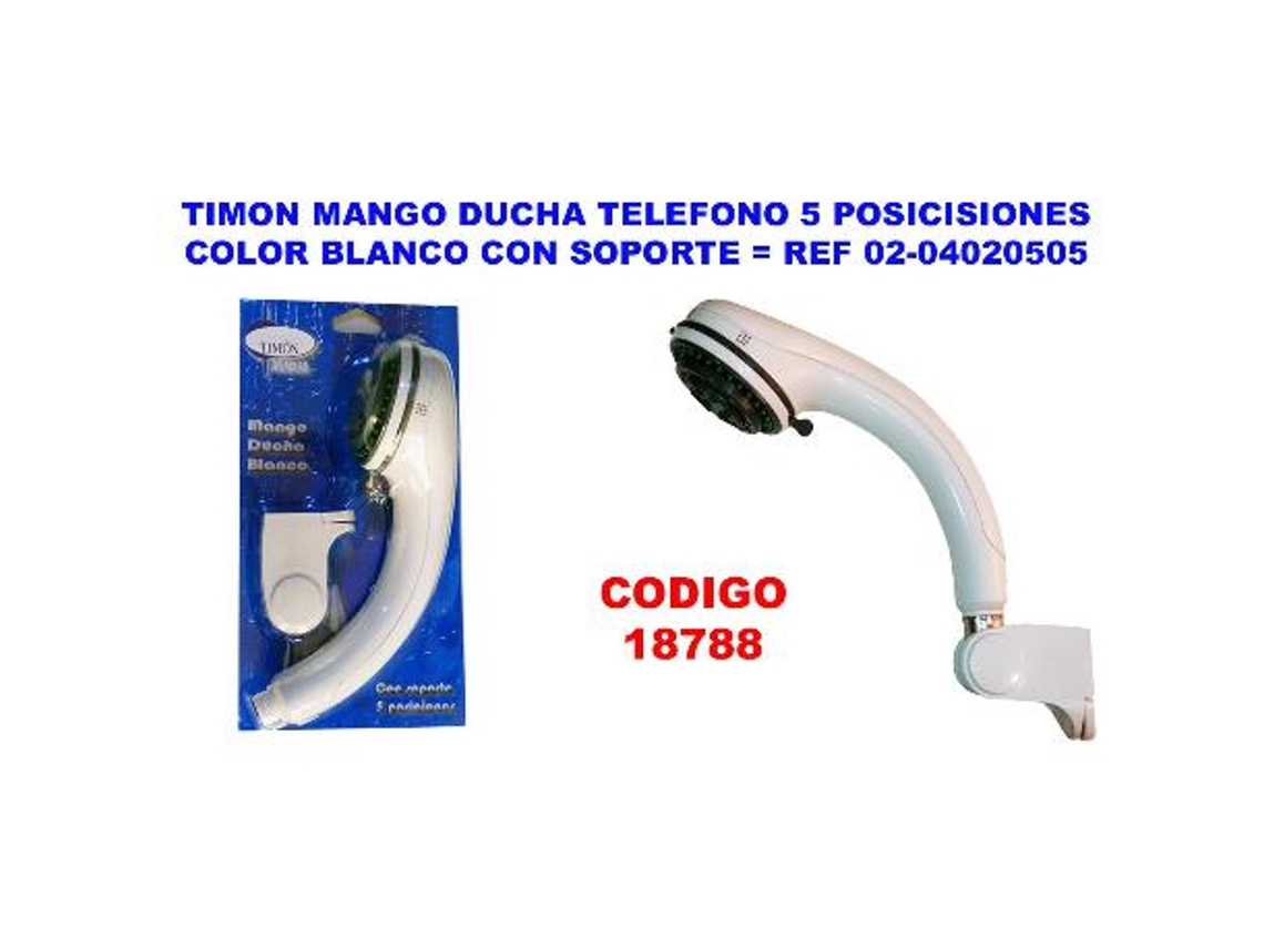 Timon mango ducha telefono 5 posic.blanco+soporte 02-04020505