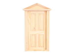Porta de madeira com torreta para casa de bonecas, modelo 2026, em miniatura, para montar e simular móveis.