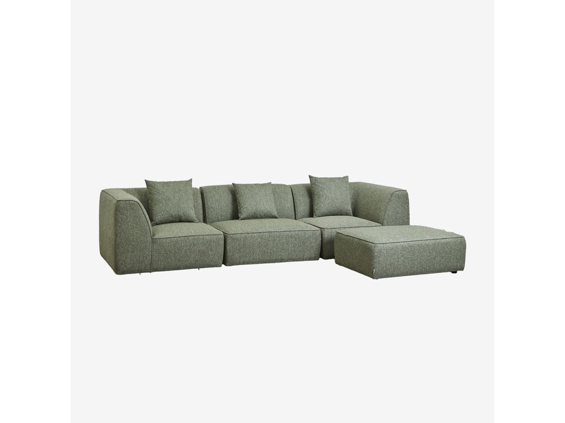 Sofá modular Cardea de 3 peças com pufe estofado em poliéster Sklum