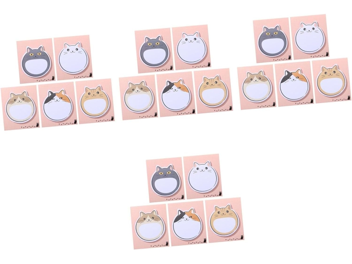 Conjunto de 4 cadernos com 5 adesivos para anotações, pautados, estilo universitário, canetas para listas, tema gato.