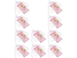 Conjunto De 10 Chaveiros De Metal Rosa Com Pegadas De Bebê