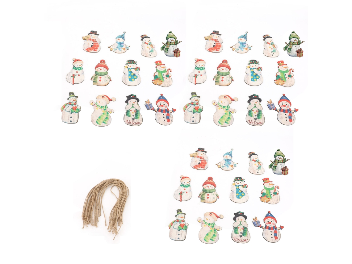 Ornamentos De Boneco De Neve De Madeira Natal Worten 36 Peças