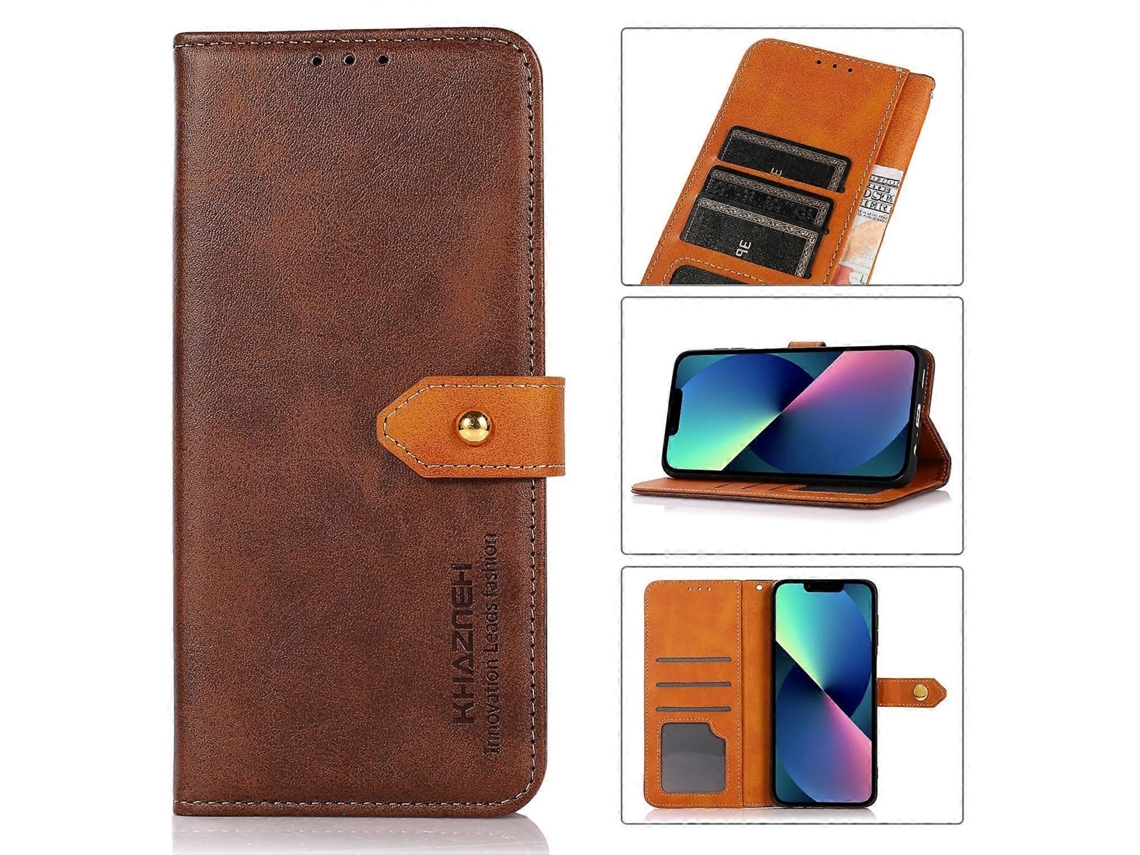 Capa De Celular Khazneh Com Flip De Couro Com Textura De Couro Bovino Bicolor