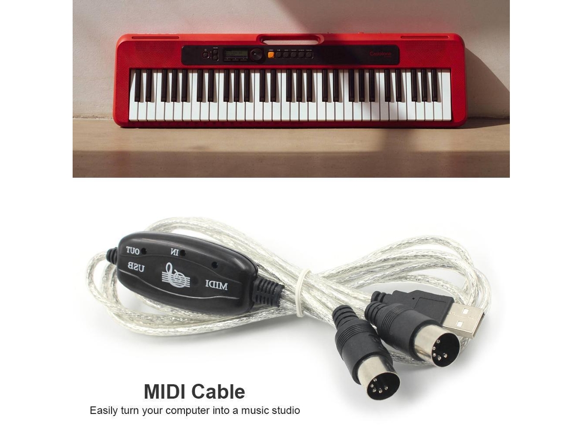 Cabo adaptador de entrada/saída MIDI USB Slowmoose para PC para teclado musical eletrônico (00192)