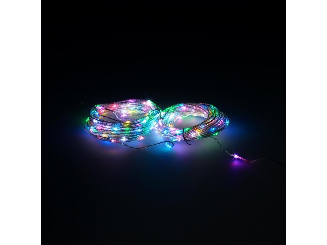 Grinalda de Luzes de Natal 200 Leds multicoloridas rgb com controlo remoto luz de natal interior e exterior ip44