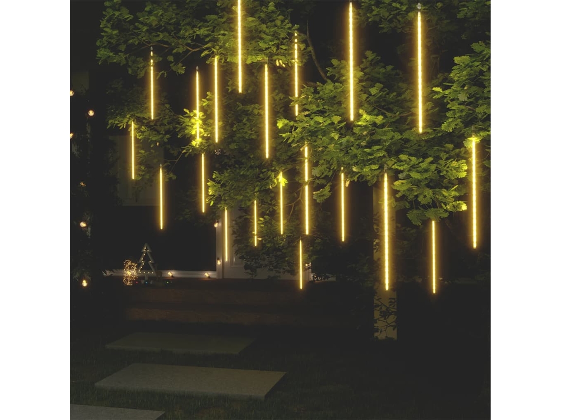 Vidaxl Luzes Meteoro 20 Pcs 50cm 720 Luzes Led Int./ext. Branco Quente
