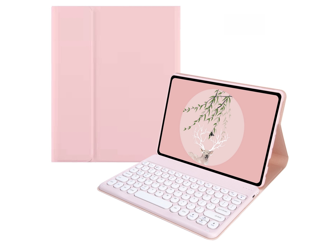 Capa Para Lenovo Idea Tab Plus 12.1"2025, Com Teclado Inteligente Removível, Fina Em Pele. Rosa Hexinyigjly