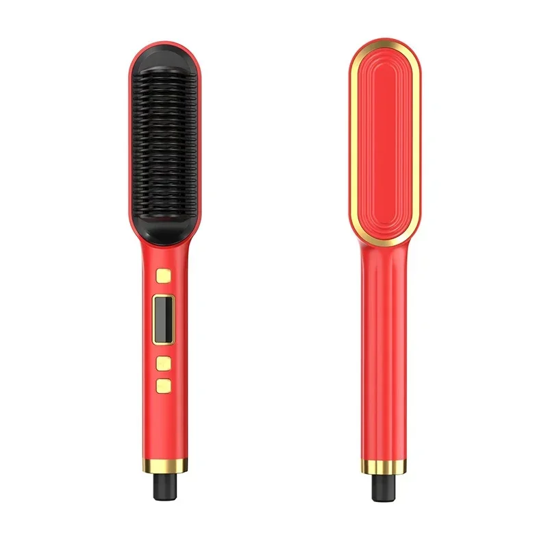 (lcd Vermelho) Prancha De Cabelo Termostática, 5 Configurações De Temperatura, Aquecimento Rápido