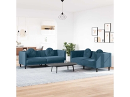 Vidaxl 2 Pcs Conjunto De Sofás Com Almofadas Veludo Azul