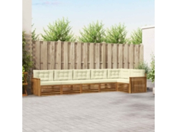 Vidaxl Conjunto De Sofás Para Exterior 6 Pcs Natural E Creme