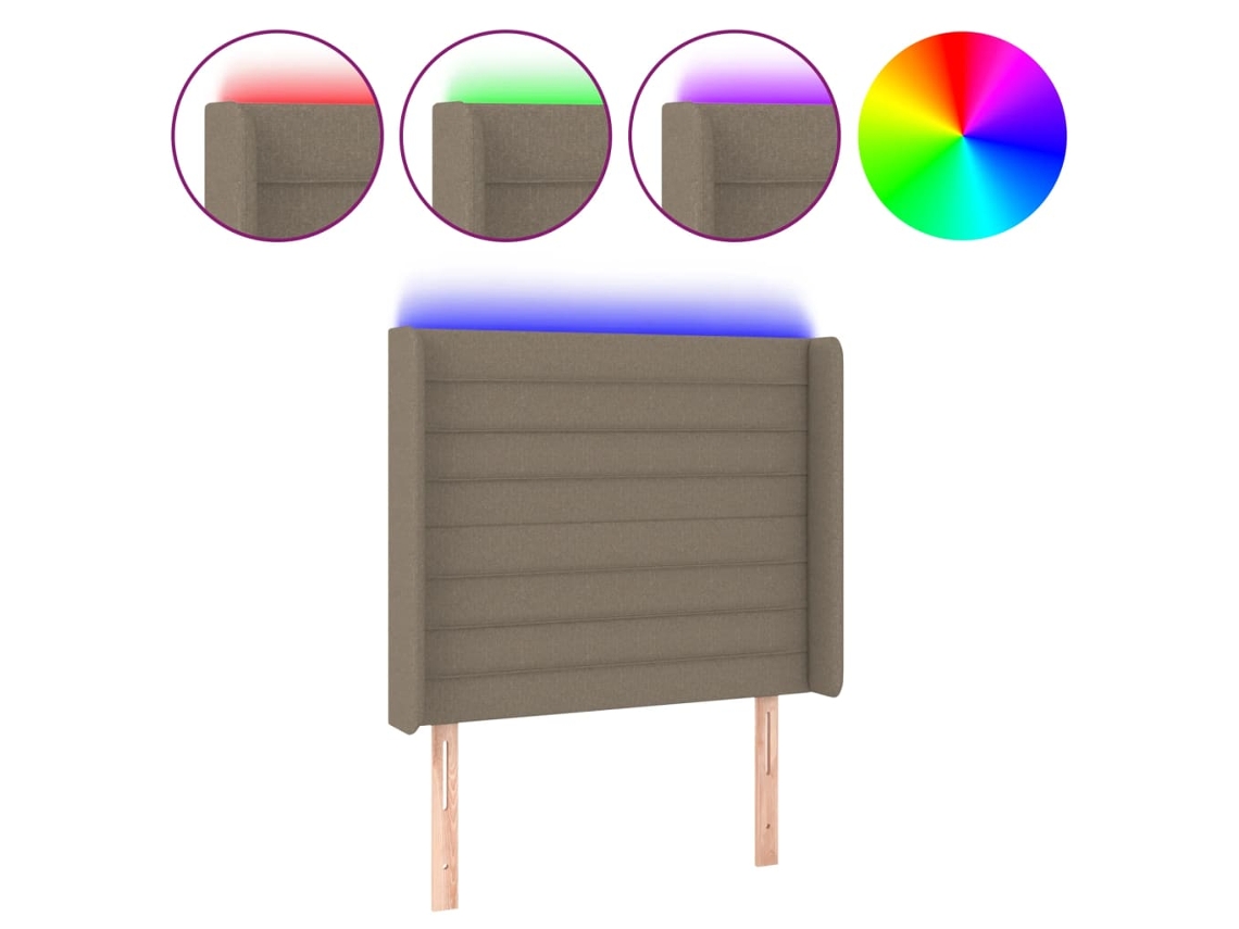 Cabeceira com luzes led VIDAXL Cinzento-acastanhado Tecido (103x16x128 cm)