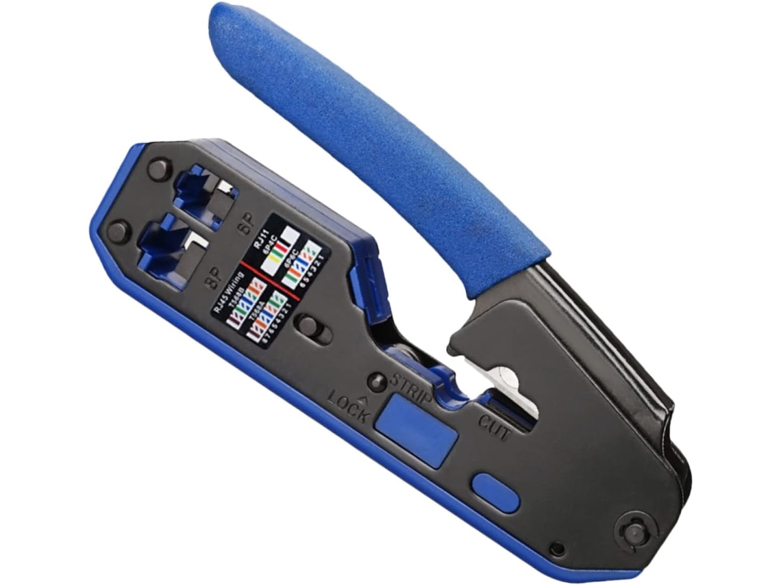 Alicate De Crimpagem Rj45 Para Conectores Ethernet Cat6a, Cat6 E Cat5e, Leve, Feito De Abs E Aço