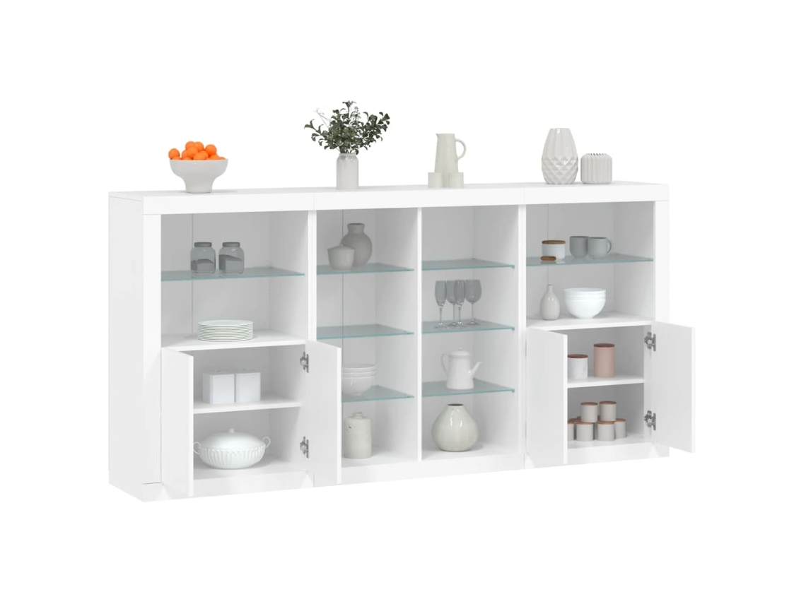 Vidaxl Aparador Com Luzes Led 202x37x100 Cm Branco