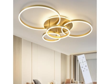 Abajur Led Dimmável De 90w Luz Vintage Para Quarto Com Controle Remoto 98cm Dourado Zmh