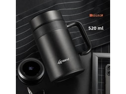 Copo Térmico De Aço Inoxidável De Grande Capacidade (preto Inteligente, 520ml), Ideal Para Uso Doméstico.
