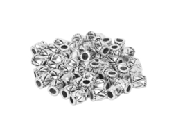 50pcs Contas De Trança De Cabelo Prateadas Retrô Para Joias De Barba E Acessórios Diy